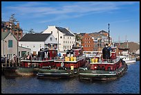 Tugboats and waterfront buildings. Portsmouth, New Hampshire, USA ( color)