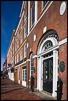 Sidewalk and row of brick buildings. Portsmouth, New Hampshire, USA ( color)