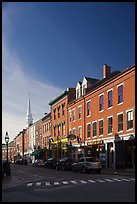 Brick buildings and church. Portsmouth, New Hampshire, USA (color)