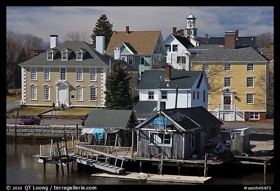 Historic houses on waterfront. Portsmouth, New Hampshire, USA (color)