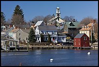 Old wooden houses and church. Portsmouth, New Hampshire, USA ( color)