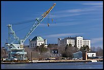 Crane and former prison called The Castle. Portsmouth, New Hampshire, USA ( color)