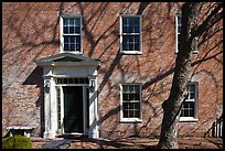 Brick house with tree shadows. Portsmouth, New Hampshire, USA ( color)