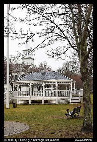 Gazebo and church. Walpole, New Hampshire, USA