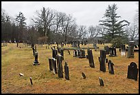 Slate headstones in cemetery. Walpole, New Hampshire, USA (color)