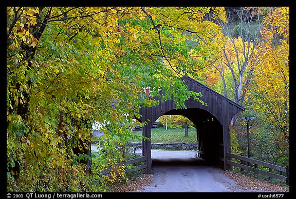 Covered bridge in autumn, Bath. New Hampshire, USA (color)