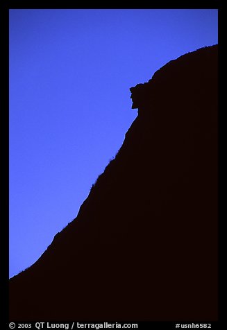 Old man of the mountain at dusk, Franconia Notch State Park. New Hampshire, USA