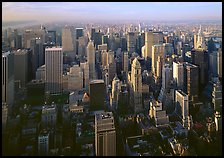 Mid-town Manhattan skyscrapers from above, late afternoon. NYC, New York, USA