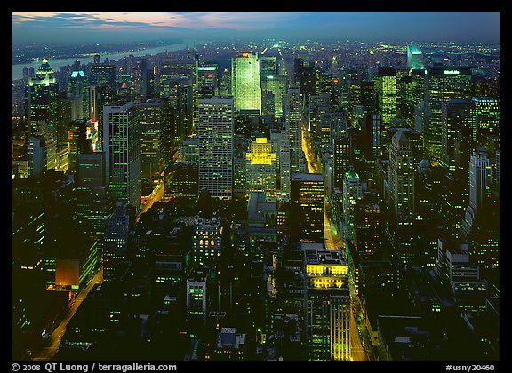Looking North from the Empire State Building, dusk. USA (color)