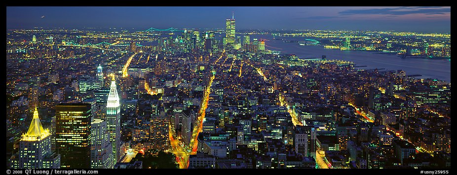 New York night cityscape. NYC, New York, USA (color)