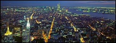 New York night cityscape. NYC, New York, USA (Panoramic color)