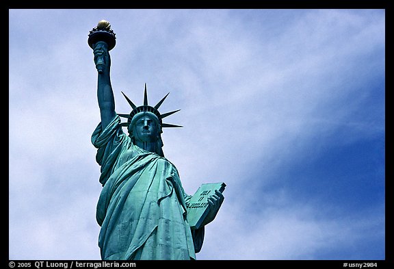 Statue of Liberty and clouds, Statue of Liberty National Monument. NYC, New York, USA