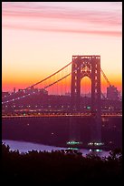 Washington Bridge at dawn from New Jersey. NYC, New York, USA (color)