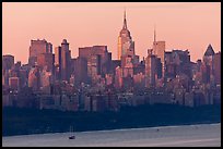 New York skyline  with Empire State Building, sunrise. NYC, New York, USA (color)