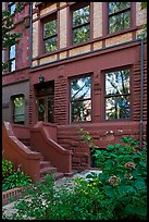 Front yard and townhouse. NYC, New York, USA