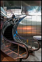 Rare curved escalator, Bloomberg Tower. NYC, New York, USA