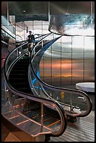 Rare curved escalator, Bloomberg Tower. NYC, New York, USA (color)