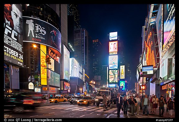 The Great White Way (Times Square) at night. NYC, New York, USA