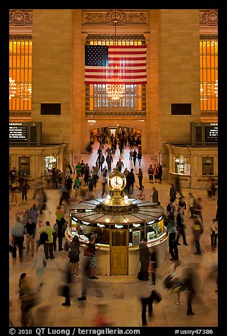 Bustling crowds in motion, Grand Central Station. NYC, New York, USA (color)