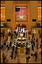 Bustling crowds in motion, Grand Central Station. NYC, New York, USA