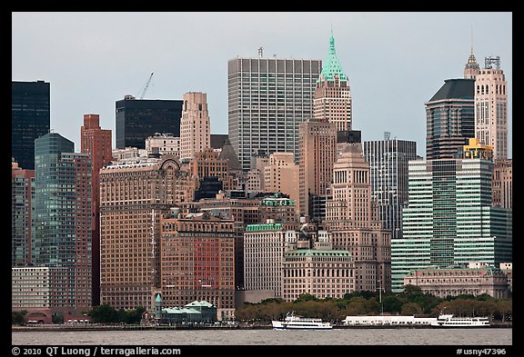 Lower Manhattan skyline,. NYC, New York, USA (color)