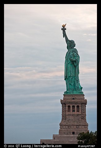 Liberty Enlightening the World, side view, evening. NYC, New York, USA