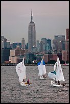 Sailboats and Empire State Building. NYC, New York, USA ( color)