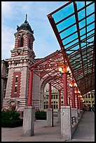 Entrance to Main Building, Ellis Island. NYC, New York, USA (color)