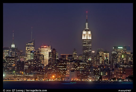 Mid-town Manhattan skyline by night. NYC, New York, USA