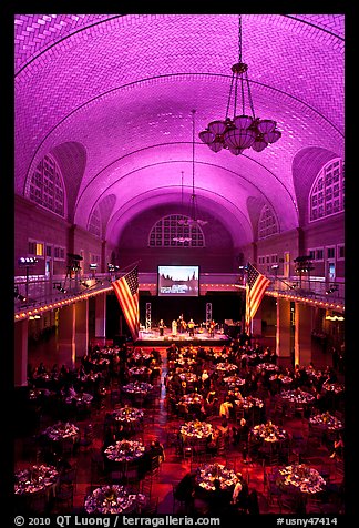 Great Hall of Main Building, Ellis Island. NYC, New York, USA (color)