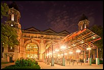 Main Building by night, Ellis Island. NYC, New York, USA (color)