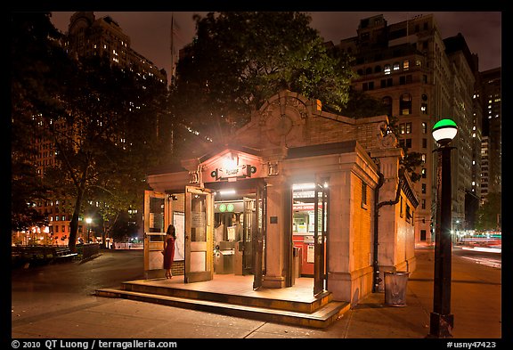 Bowling Green subway entrance. NYC, New York, USA (color)