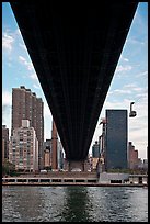 Queensboro bridge underside and tram. NYC, New York, USA (color)
