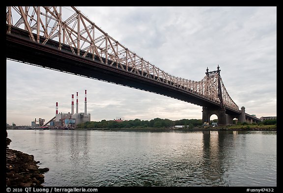 Queensboro bridge and power station. NYC, New York, USA (color)