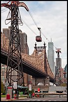 Roosevelt Island, Queensboro bridge, and tramway. NYC, New York, USA