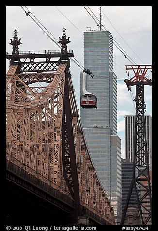 Roosevelt Island Tramway and Queensboro bridge. NYC, New York, USA