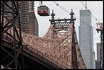 Aerial tramway car and Queensboro bridge. NYC, New York, USA (color)