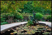 Pool and sculpture inspired by children South Garden. NYC, New York, USA (color)