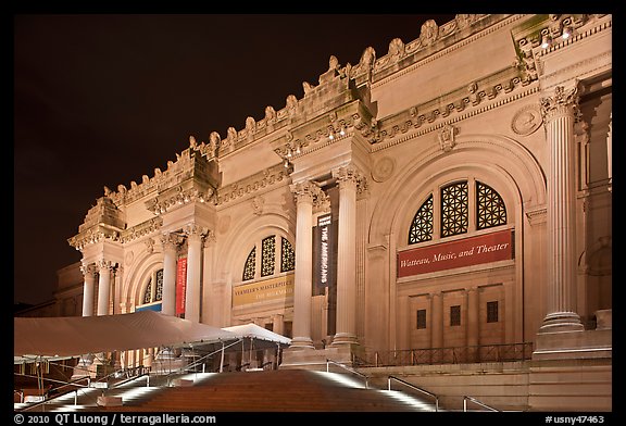 Metropolitan Museum at night. NYC, New York, USA (color)