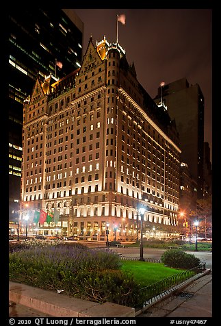 Plaza Hotel at night. NYC, New York, USA