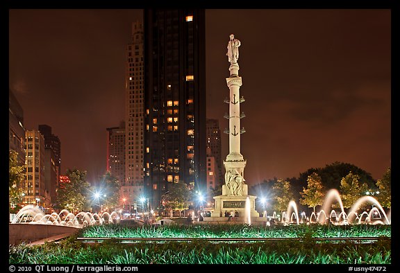 Columbus Circle at night. NYC, New York, USA (color)