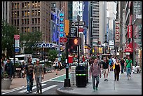 Pedestrian plazas on street near Times Squares. NYC, New York, USA