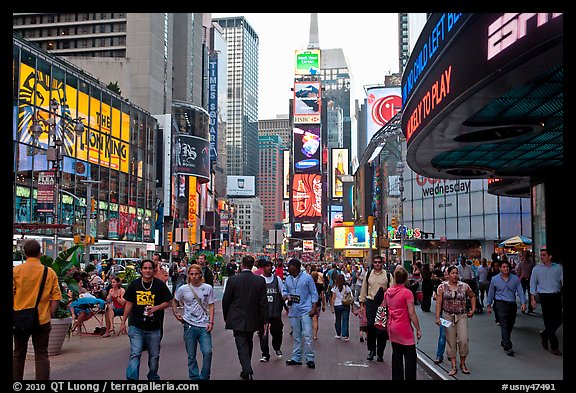 Crowds on Times Squares by day. NYC, New York, USA