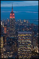 Empire State Building and skyline at night. NYC, New York, USA (color)