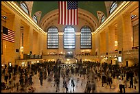 Dense crowds in  main concourse of Grand Central terminal. NYC, New York, USA