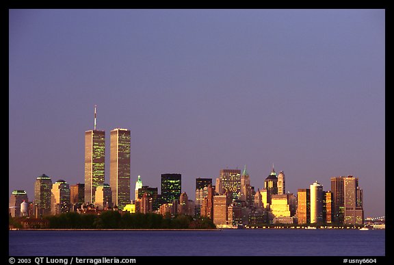 South Manhattan and WTC at dusk. NYC, New York, USA