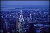 Chrysler building, seen from the Empire State building, nightfall. NYC, New York, USA (color)