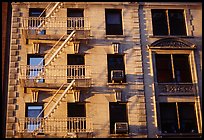 Residential building with emergency exit staircases. NYC, New York, USA