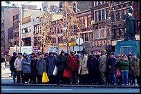 Gathering in Chinatown in winter. NYC, New York, USA ( color)