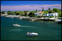 Canal and houses in Long Beach. New York, USA